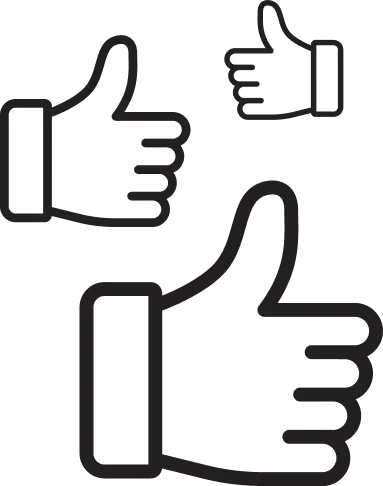 3 thumbs up icons